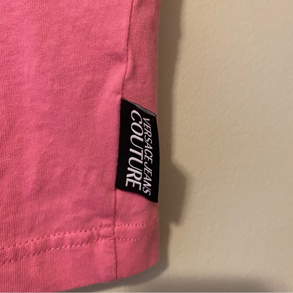 Versace Jeans Couture Pink Multicolor Embroidered Logo Tee | Size XXS - Picture 4 of 7